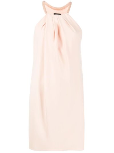 Beige Armani Emporio Beaded Halterneck Shift Dress Women's Dress | UAE80102