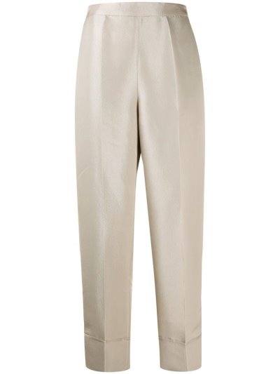 Beige Armani Emporio High Waisted Straight Leg Women's Pants | UAE13796