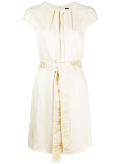 Beige Armani Emporio Logo Belt Women's Dress | UAE07643