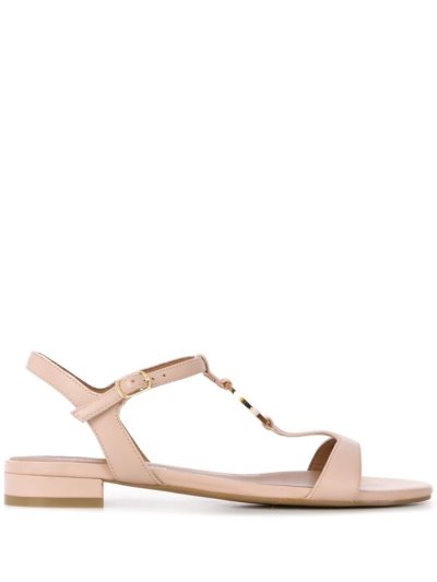 Beige Armani Emporio Low Heel Logo Women's Sandals | UAE63482