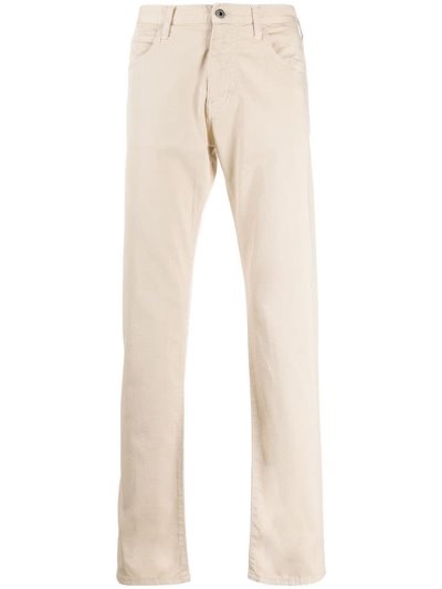Beige Armani Emporio Mid Rise Straight Leg Men's Jeans | UAE57849