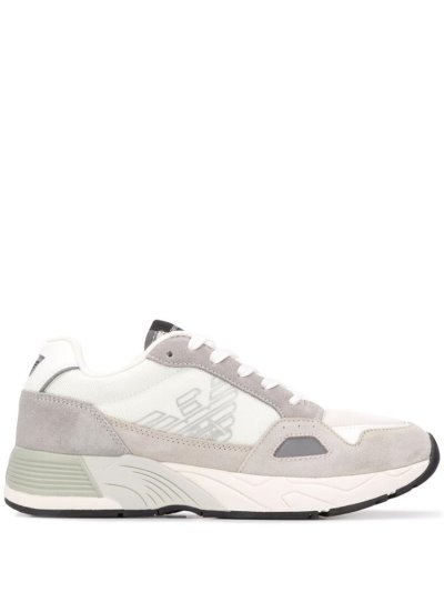 Beige Armani Emporio Panelled Low Top Men's Sneakers | UAE16560