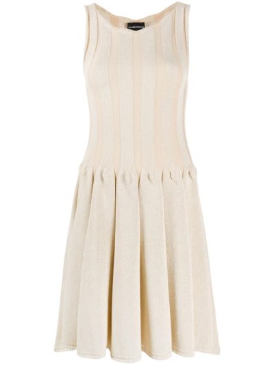 Beige Armani Emporio Pleated Mini Women's Dress | UAE14829