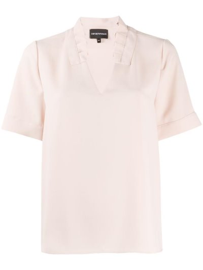 Beige Armani Emporio Short Sleeve Shift Women's Blouse | UAE25084