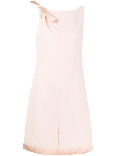 Beige Armani Emporio Shoulder Bow Shift Dress Women's Dress | UAE84099