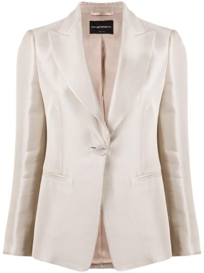 Beige Armani Emporio Single Breasted Fitted Women's Blazers | UAE91834