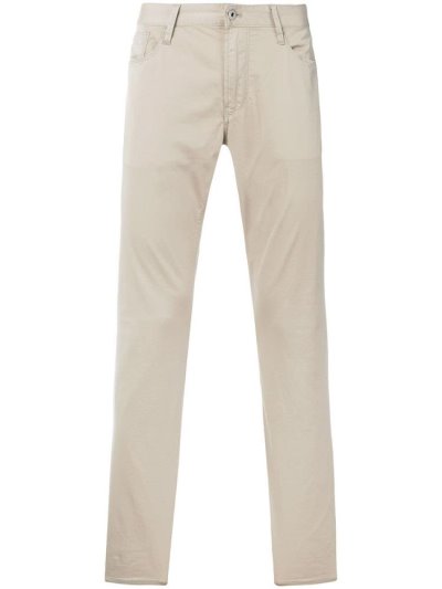 Beige Armani Emporio Straight Leg Men's Pants | UAE88150