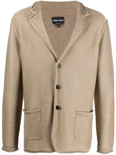 Beige Giorgio Armani Fine Knit Men's Blazers | UAE14674