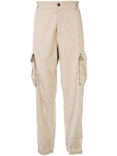 Beige Giorgio Armani Multi Pocket Elasticated Cuff Men's Pants | UAE20637
