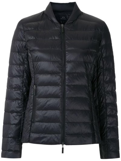 Black Armani Exchange Zipped Padded Jacket Women's Jackets | UAE71686