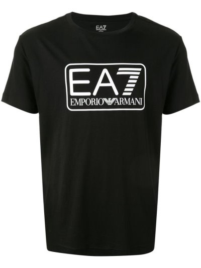 Black Ea7 Emporio Ea7 Large Box Logo Series Men's T Shirts | UAE15155
