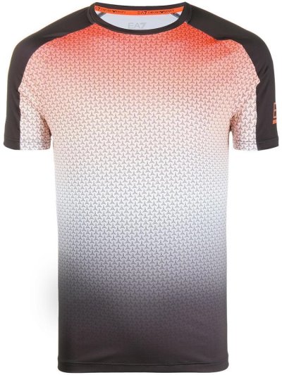 Black Ea7 Emporio Armani Faded Effect Patterned Men's T Shirts | UAE04142