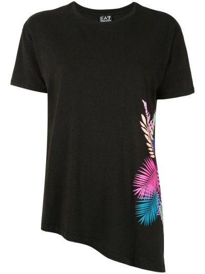 Black Ea7 Emporio Armani Floral Print Women's T Shirts | UAE30147