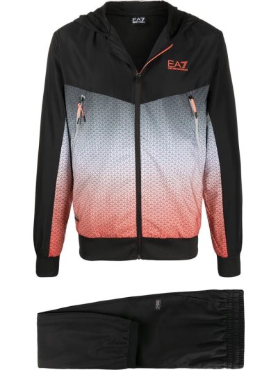 Black Ea7 Emporio Armani Gradient Print Men's Jackets | UAE28840