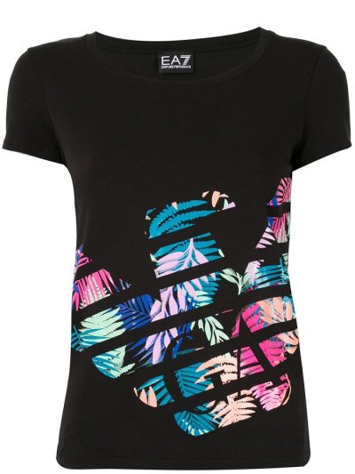 Black Ea7 Emporio Armani Graphic Print Women's T Shirts | UAE10697