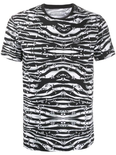Black Ea7 Emporio Armani Graphic Print Crew Neck Men's T Shirts | UAE66372