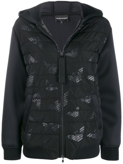 Black Ea7 Emporio Armani Hooded Padded Jacket Women's Jackets | UAE32332