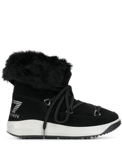 Black Ea7 Emporio Armani Lace Up Women's Boots | UAE35885