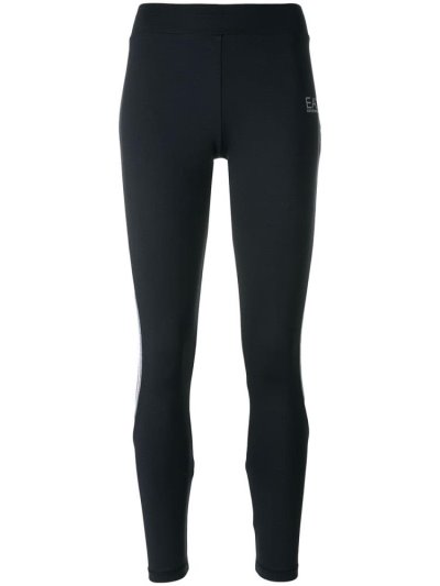 Black Ea7 Emporio Armani Logo Detail Women's Leggings | UAE79926