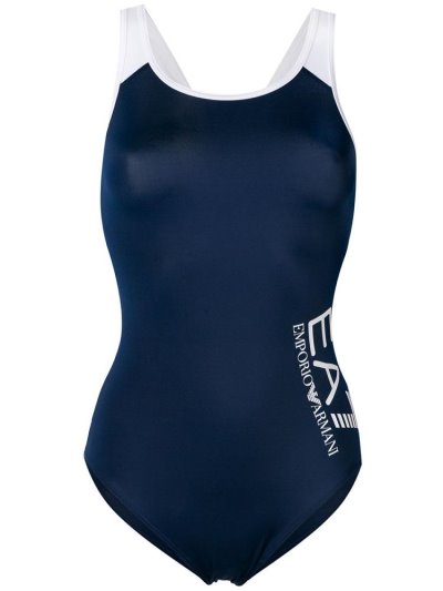 Black Ea7 Emporio Armani Logo Print Women's Swimsuits | UAE09367