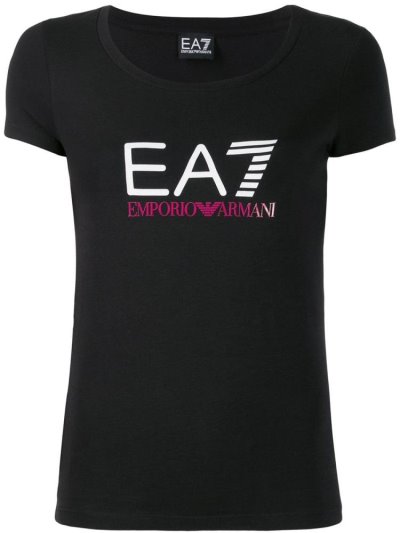 Black Ea7 Emporio Armani Logo Print Women's T Shirts | UAE12047