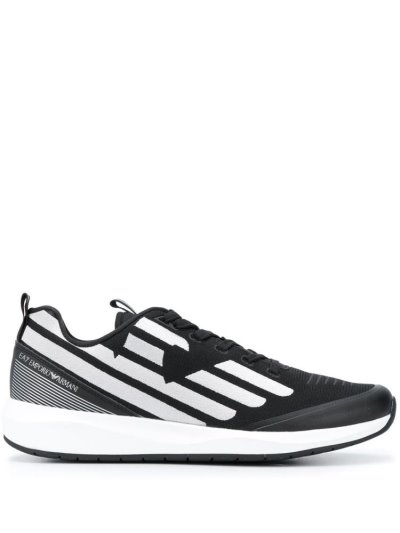 Black Ea7 Emporio Armani Logo Print Low Top Men's Sneakers | UAE12053