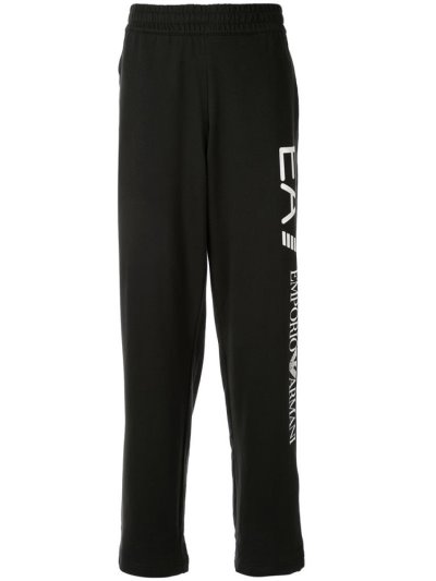 Black Ea7 Emporio Armani Logo Print Track Men's Pants | UAE14258