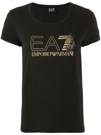 Black Ea7 Emporio Armani Logo Print Women's T Shirts | UAE34327