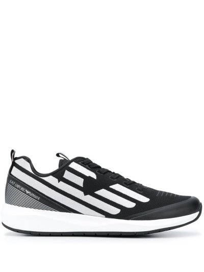 Black Ea7 Emporio Armani Logo Print Low Top Women's Sneakers | UAE58067
