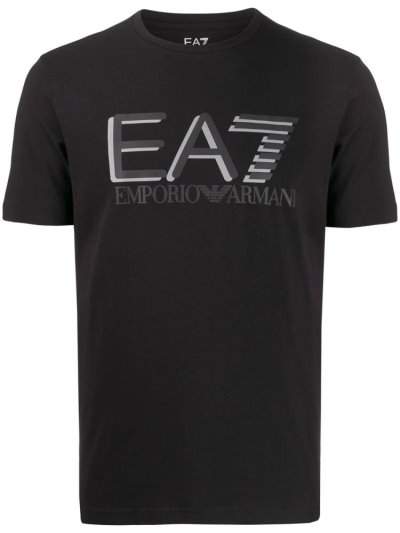 Black Ea7 Emporio Armani Logo Print Men's T Shirts | UAE72466