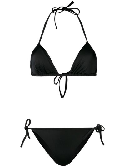 Black Ea7 Emporio Armani Logo Print Women's Bikini | UAE74272
