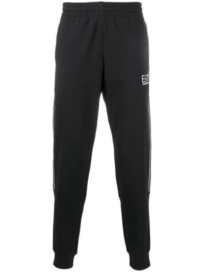Black Ea7 Emporio Armani Logo Print Track Men's Pants | UAE77638