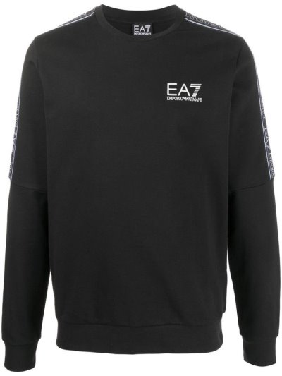 Black Ea7 Emporio Armani Logo Stripe Men's Sweatshirts | UAE76657
