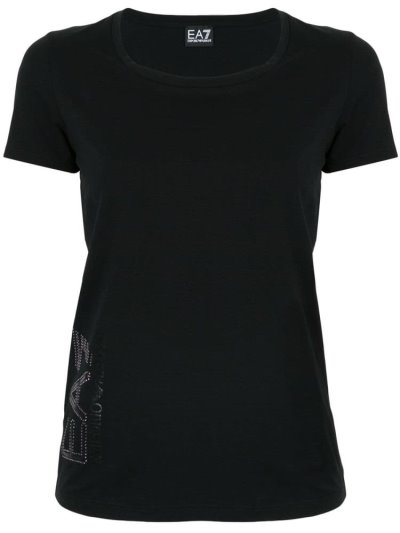Black Ea7 Emporio Armani Logo Women's T Shirts | UAE55401