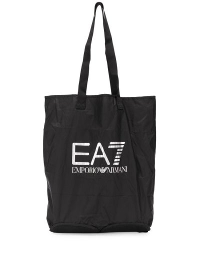Black Ea7 Emporio Armani Logo Women's Shopper Bag | UAE62204