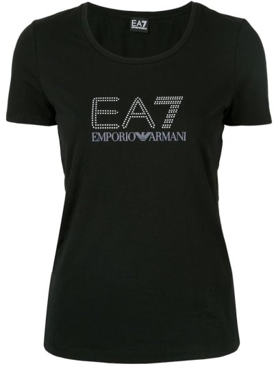 Black Ea7 Emporio Armani Logo Women's T Shirts | UAE72086