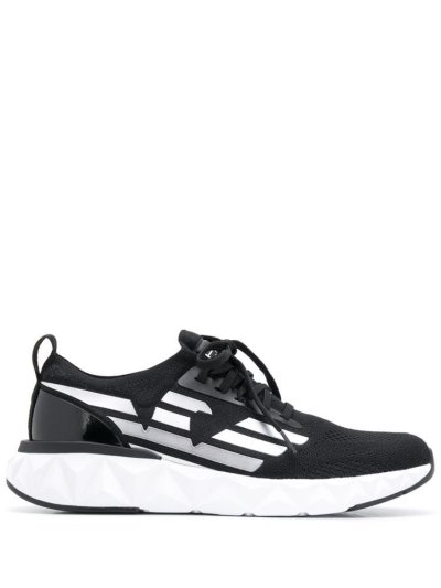 Black Ea7 Emporio Armani Low Top Eagle Logo Print Men's Sneakers | UAE15568