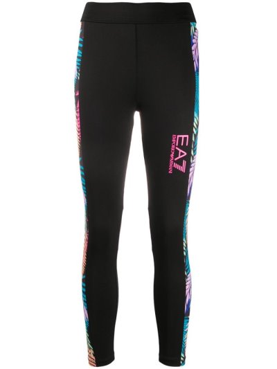 Black Ea7 Emporio Armani Palm Print Track Women's Pants | UAE20762