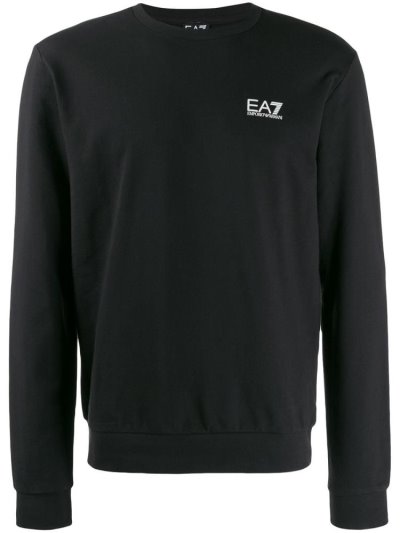 Black Ea7 Emporio Armani Printed Logo Men's Sweatshirts | UAE68450