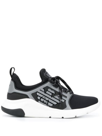Black Ea7 Emporio Armani Racer Reflex Low Top Women's Sneakers | UAE36803