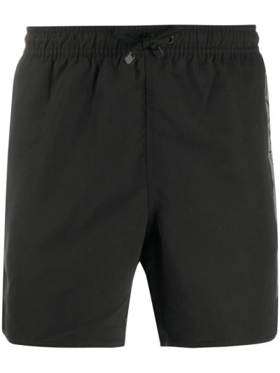 Black Ea7 Emporio Armani Side Logo Print Drawstring Men's Swim Shorts | UAE49804