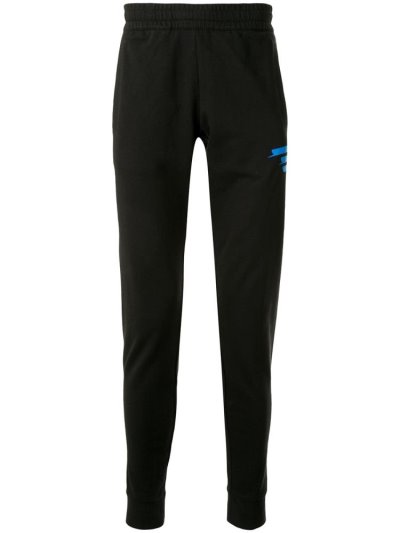 Black Ea7 Emporio Armani Slim Fit Logo Print Track Men's Pants | UAE54787