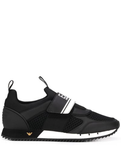 Black Ea7 Emporio Armani Slip On Logo Low Top Men's Sneakers | UAE75025