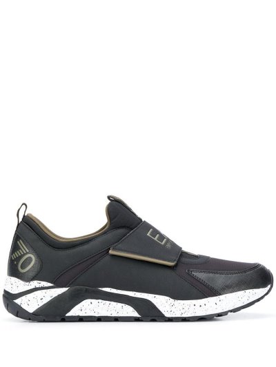 Black Ea7 Emporio Armani Slip On Logo Men's Sneakers | UAE75419