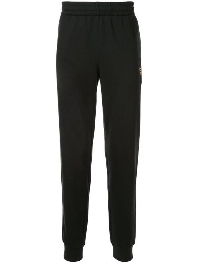 Black Ea7 Emporio Armani Straight Leg Cotton Track Men's Pants | UAE43554