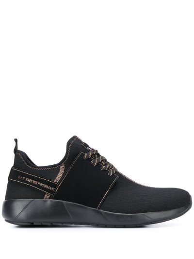 Black Ea7 Emporio Armani Textured Slip On Men's Sneakers | UAE43316