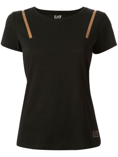 Black Ea7 Emporio Armani Ventus Stripe Appliqué Women's T Shirts | UAE31618