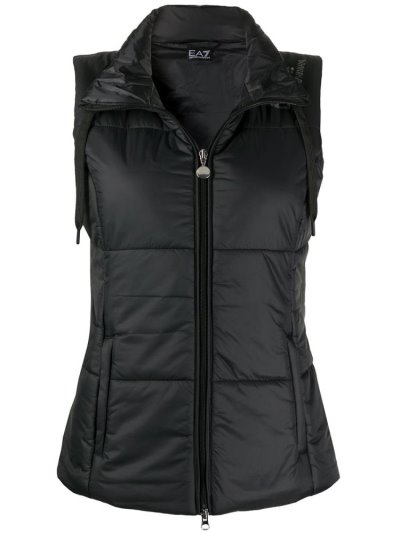Black Ea7 Emporio Armani Zipped Padded Gilet Women's Vest | UAE26042