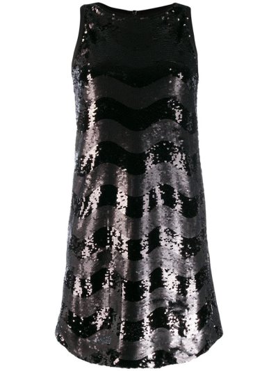 Black Armani Emporio Abito Sleeveless Embellished Women's Dress | UAE07274