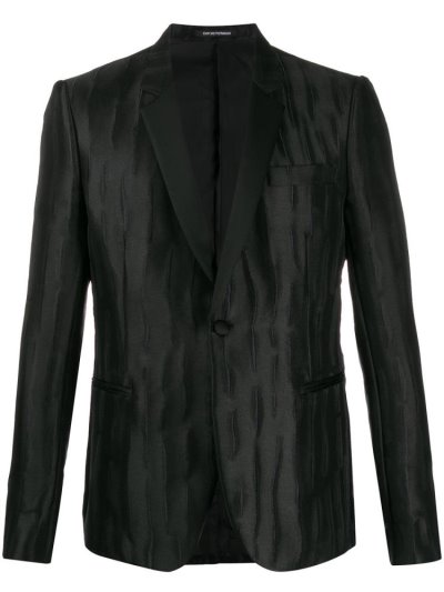 Black Armani Emporio Animal Pattern Men's Blazers | UAE48267